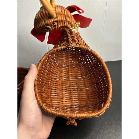 Vintage Nesting Deer Baskets Brown Wicker Reindeer Rattan Planter Weave Woven - Picture 13 of 16